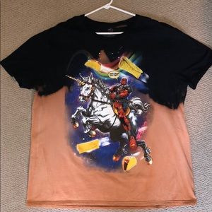 Custom Marvel Deadpool Bleach-dyed T-shirt